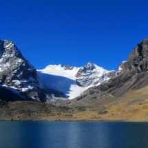 View to the base camp in the center on Laguna Chiar Khota